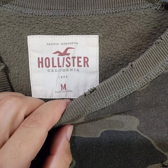 #266 Hollister Camo Sweatshirt Medium Crew Neck Distressed Pullover Camouflage - Picture 4 of 7